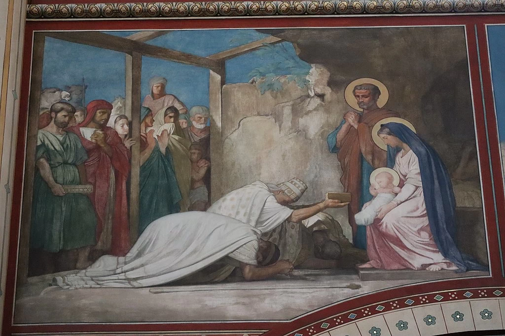 Hippolyte Flandrin - Murales dell'Abbazia di Saint, Germain, des, Prés, Adorazione dei Magi